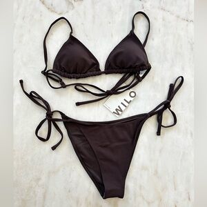 Wilo The Label Chocolate Ribbed String Bikini Set